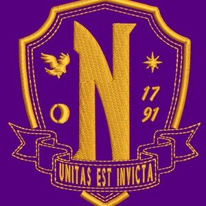 Nevermore Iron on Wednesday Patch - Purple and Gold